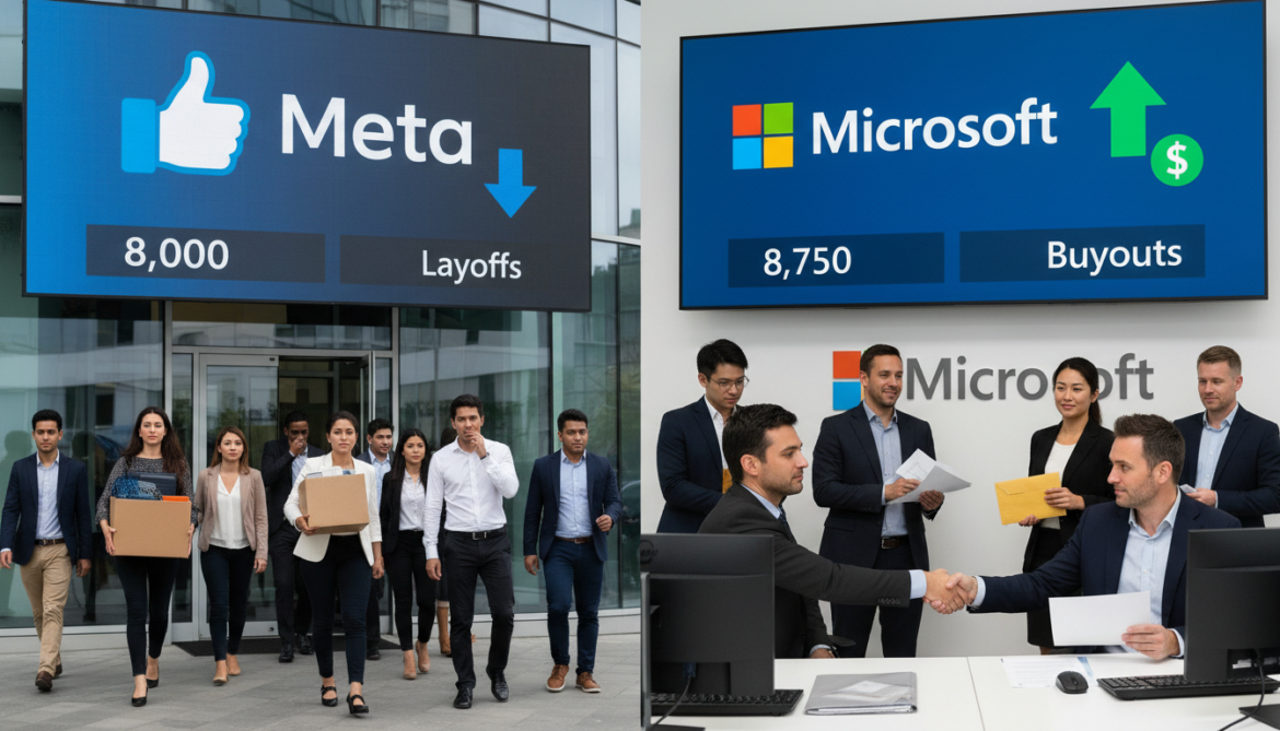Meta announces 8,000 layoffs as Microsoft offers 8,750 buyouts