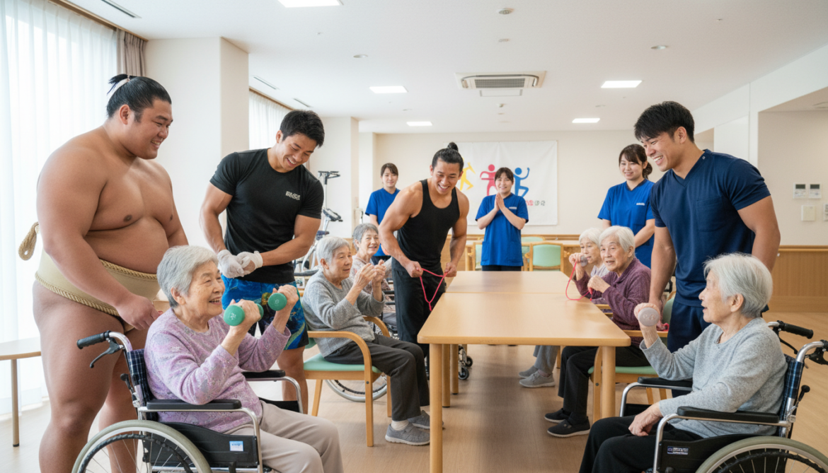 Japan nursing homes recruit bodybuilders, sumo and MMA fighters amid staffing crisis