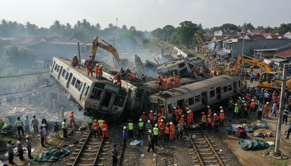 Indonesia train collision near Jakarta kills 14 as rescue teams search wreckage