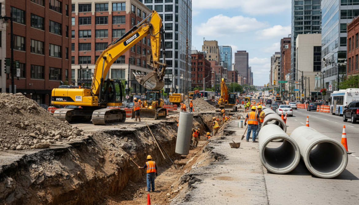 34th Avenue crews begin open-cut construction to install new pipe