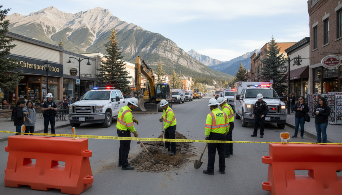 Banff gas line break forces downtown business evacuations as ATCO begins repairs