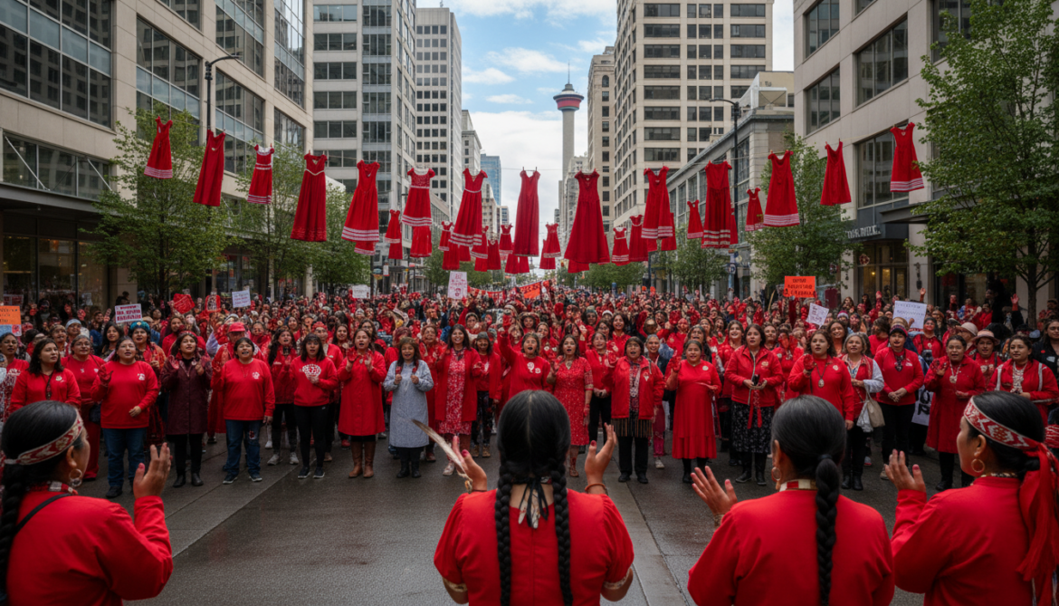 Calgary Red Dress Day Demands Justice for Missing and Murdered Indigenous Women