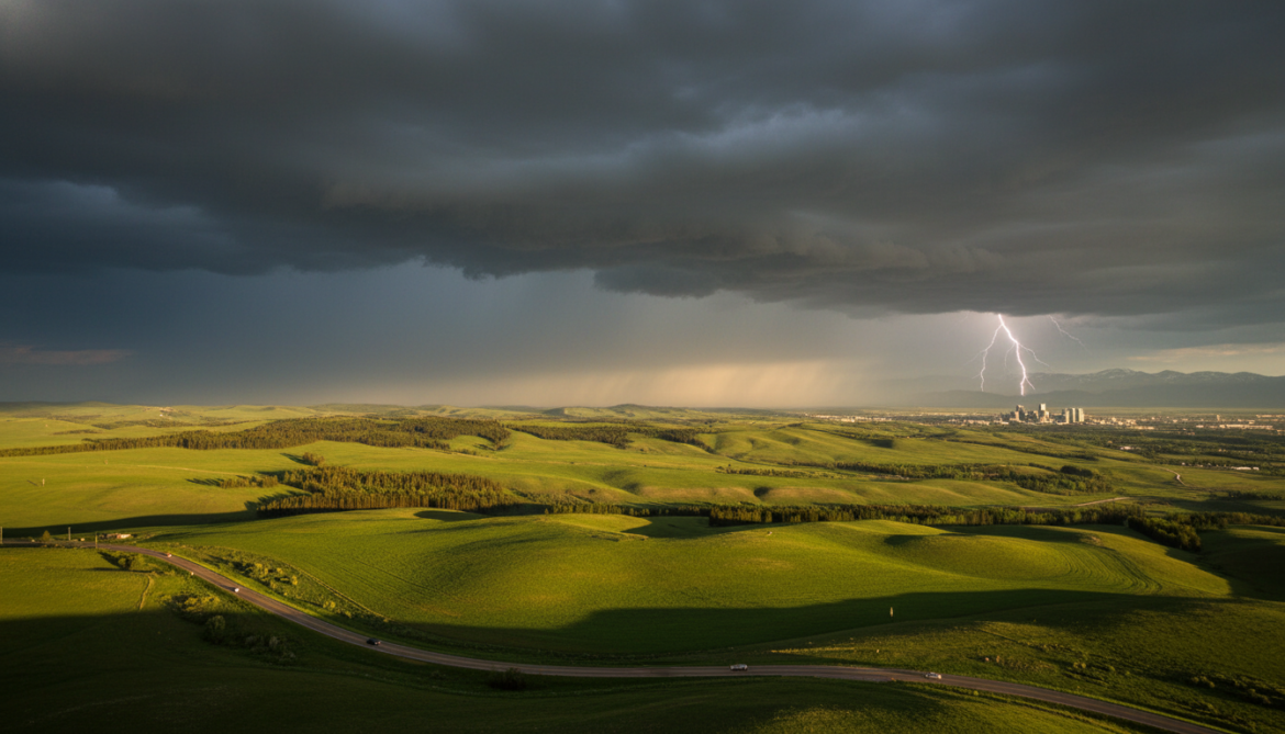 Calgary foothills turn emerald as spring greening and storms sweep valley