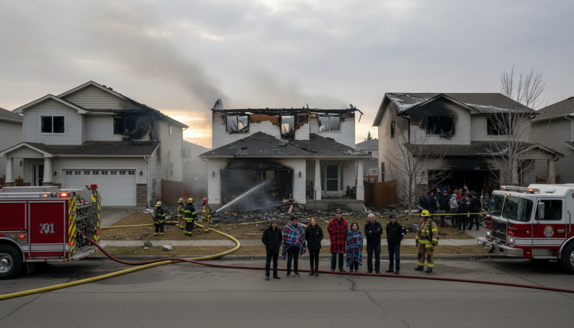 Calgary house fire forces seven from Sherwood home, damages two neighbouring homes
