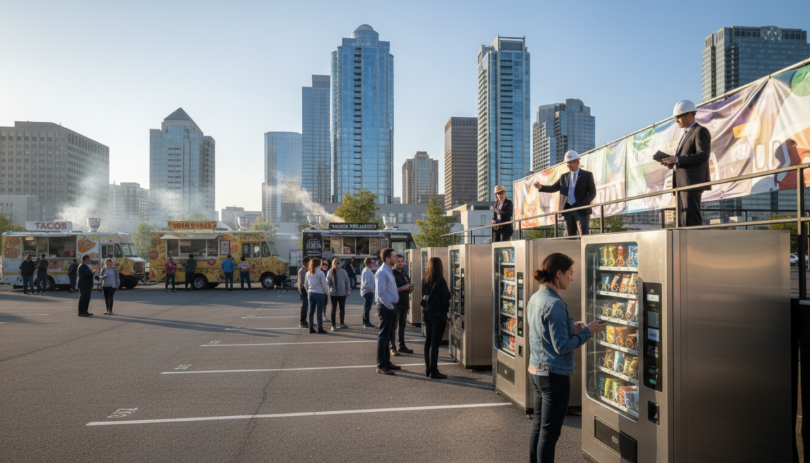 City launches vending machines and invites food trucks to parking lots