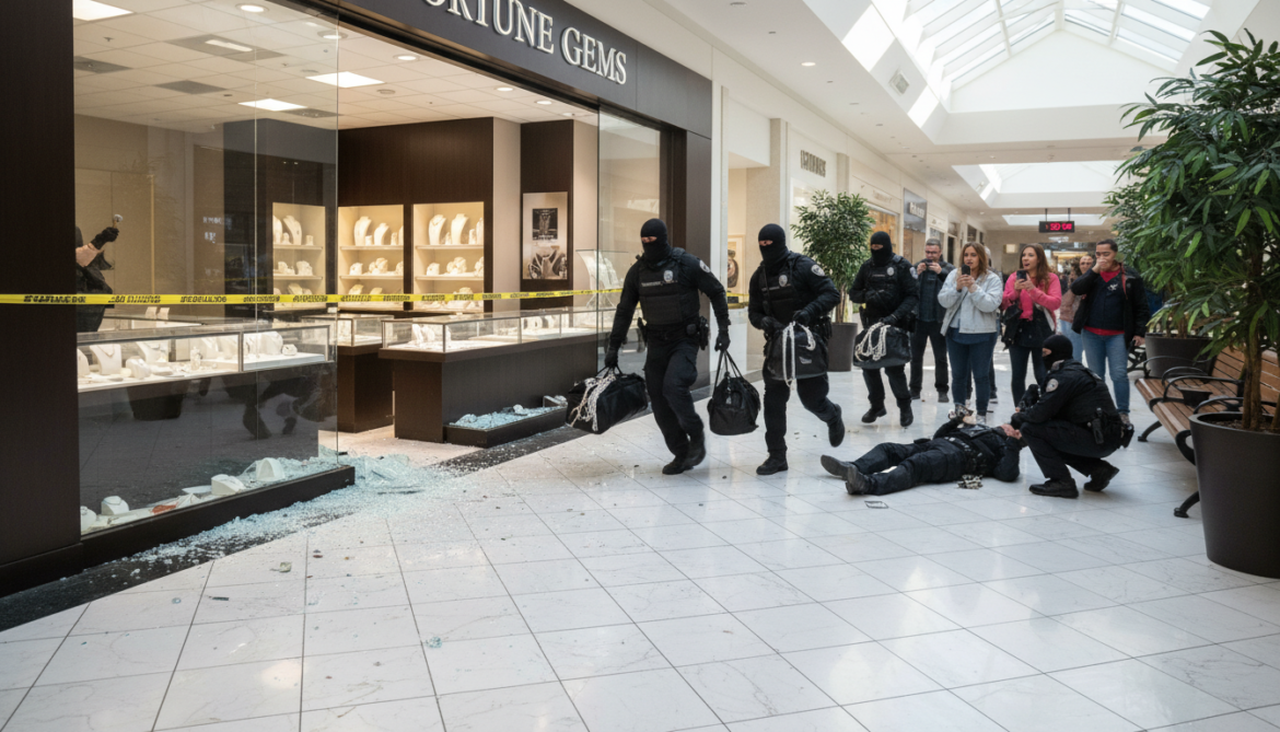 East-side mall jewelry store robbed by masked suspects in under a minute