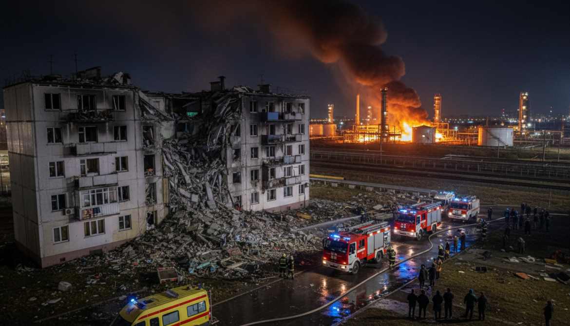 Ukrainian drones strike Ryazan apartment building and oil refinery killing four
