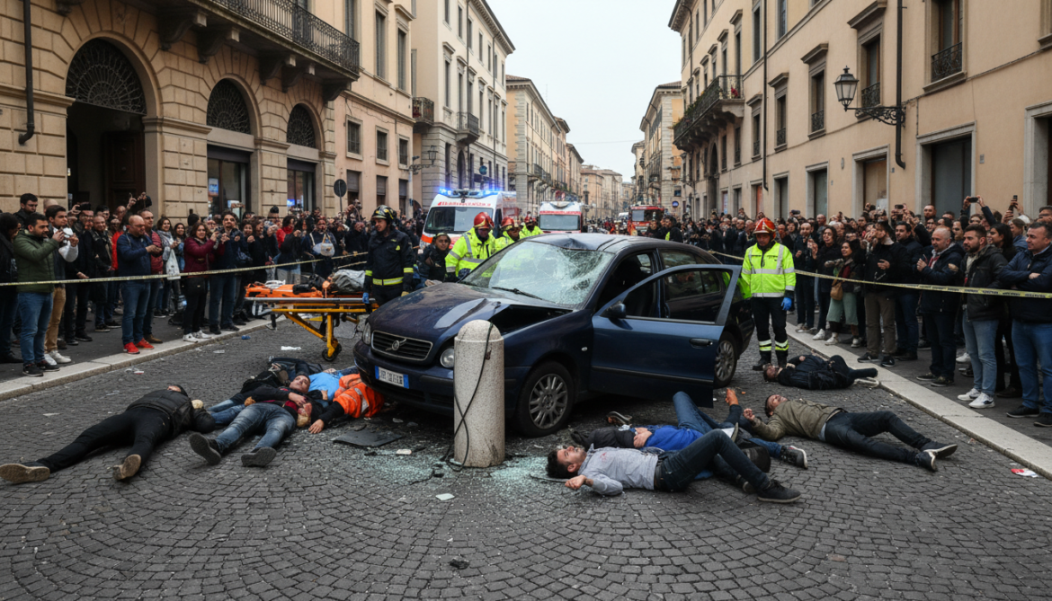 Modena driver rams car into pedestrians, at least eight injured