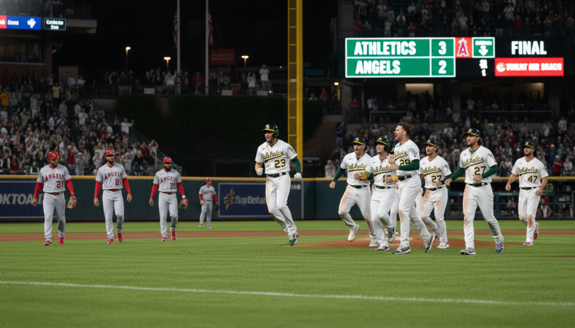 Athletics edge Angels 3-2 with late rally in MLB highlights