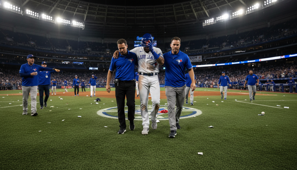 Blue Jays' Jesus Sanchez exits after apparent fan-thrown ball injury