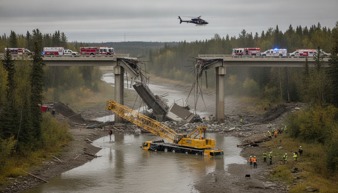 300-ton crane plunges off Wapiti Bridge south of Grande Prairie; driver missing