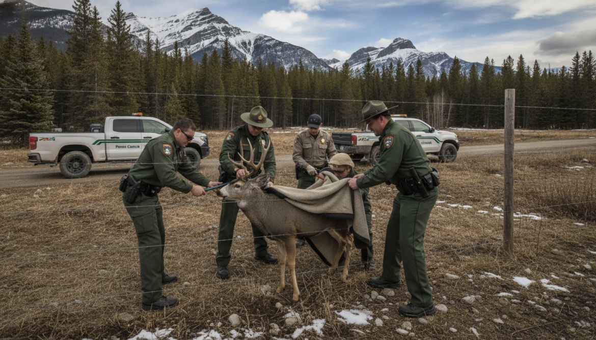Banff deer rescued from fence after multi-agency response