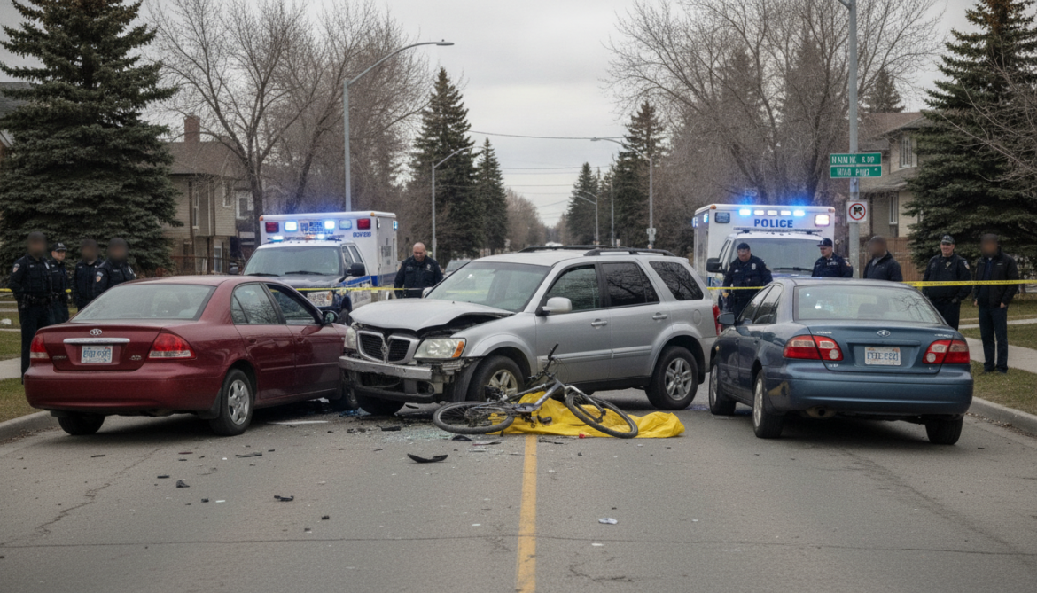 Calgary cyclist killed after SUV strikes bike and crashes into parked cars