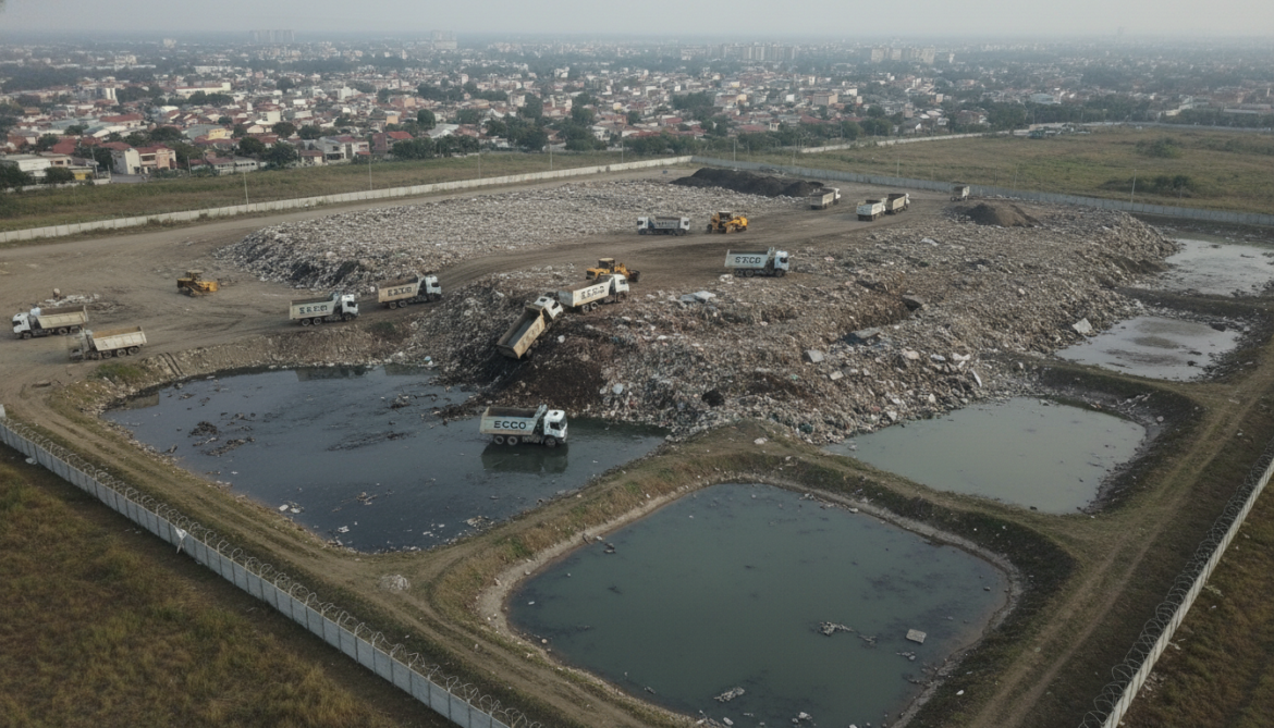 Drone video appears to show ECCO dumping waste on landfill, compliance unclear