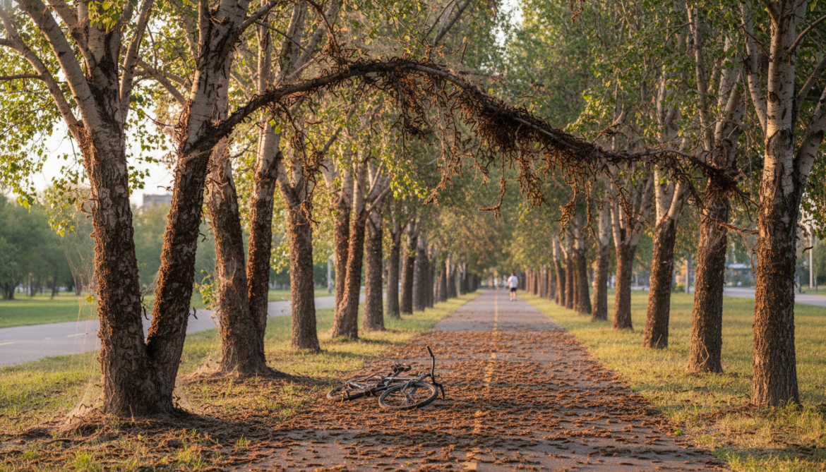Forest tent caterpillars swarm Edmonton poplars and threaten trees and bike paths