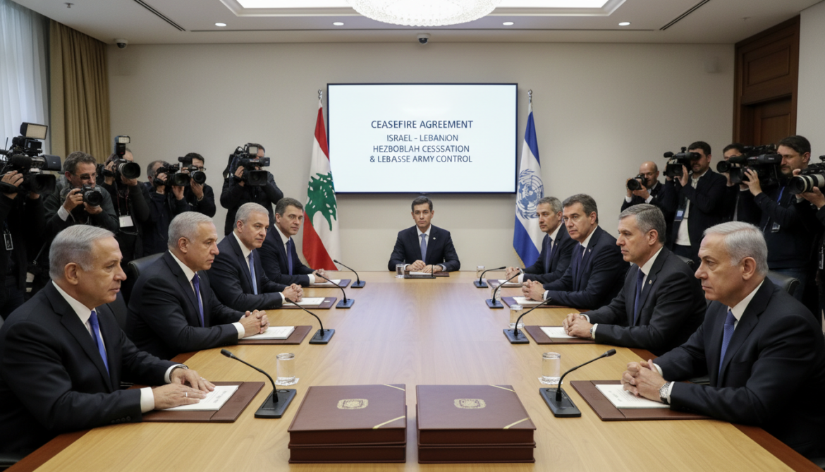 Israel and Lebanon agree ceasefire tied to Hezbollah halt, Lebanese army control