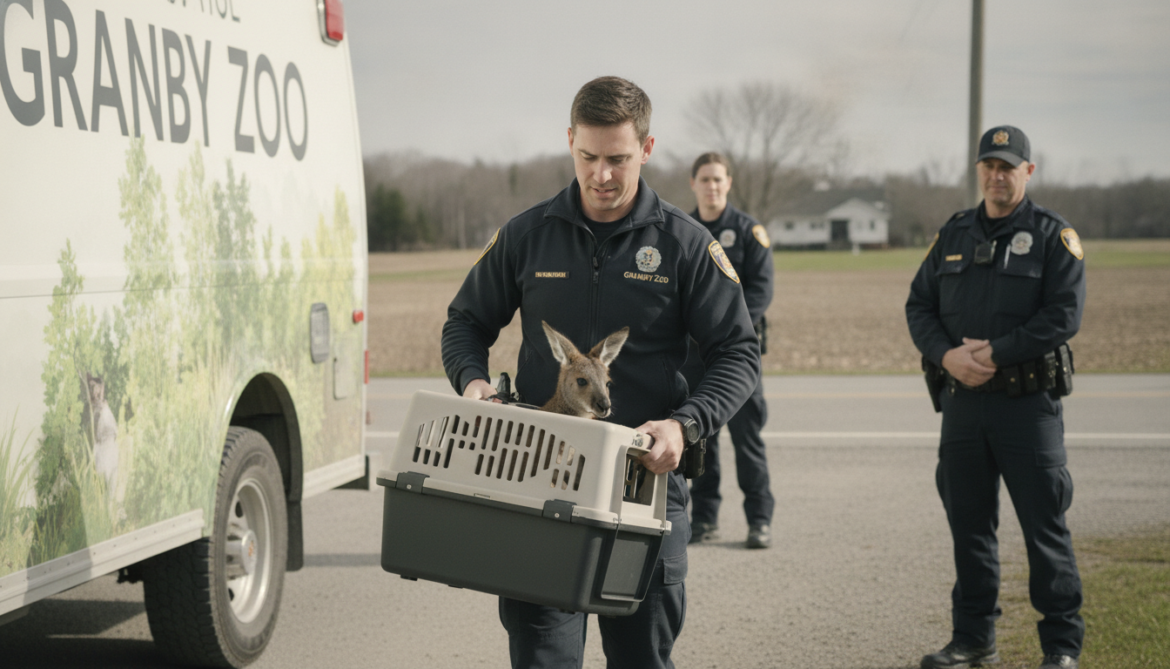 Kangaroo Joey captured near Boucherville and transferred to Granby Zoo