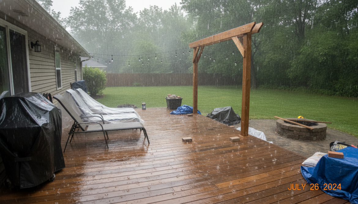 Summer rain continues to drench decks and stall backyard plans