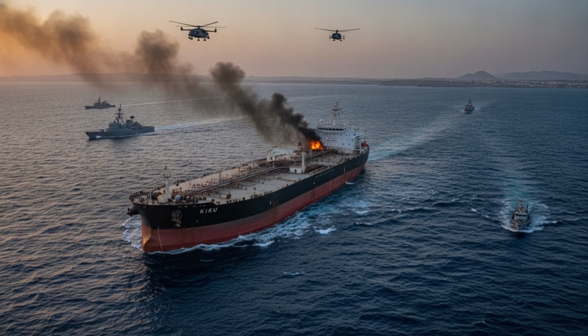 Tanker KIKU hit in Strait of Hormuz after US and Iran strikes