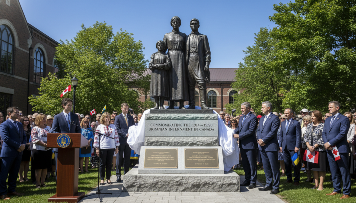 UCCLA unveiled statue and plaques commemorating 1914–1920 Ukrainian internment in Canada