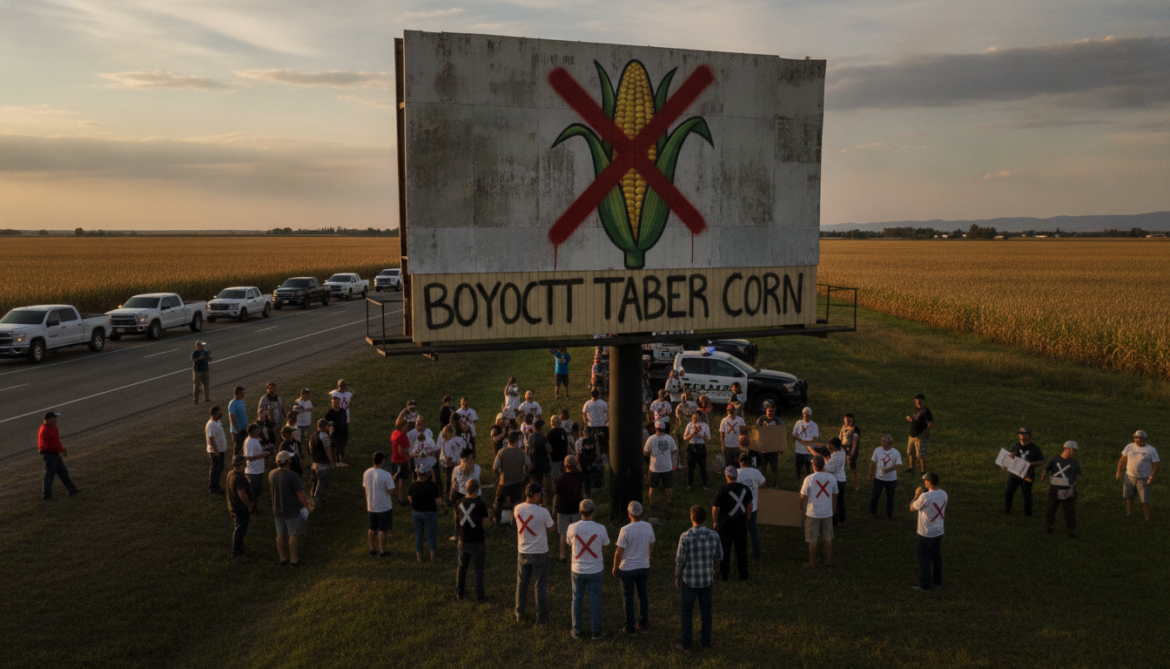 Taber billboard sparks controversy, prompts boycott calls against local corn