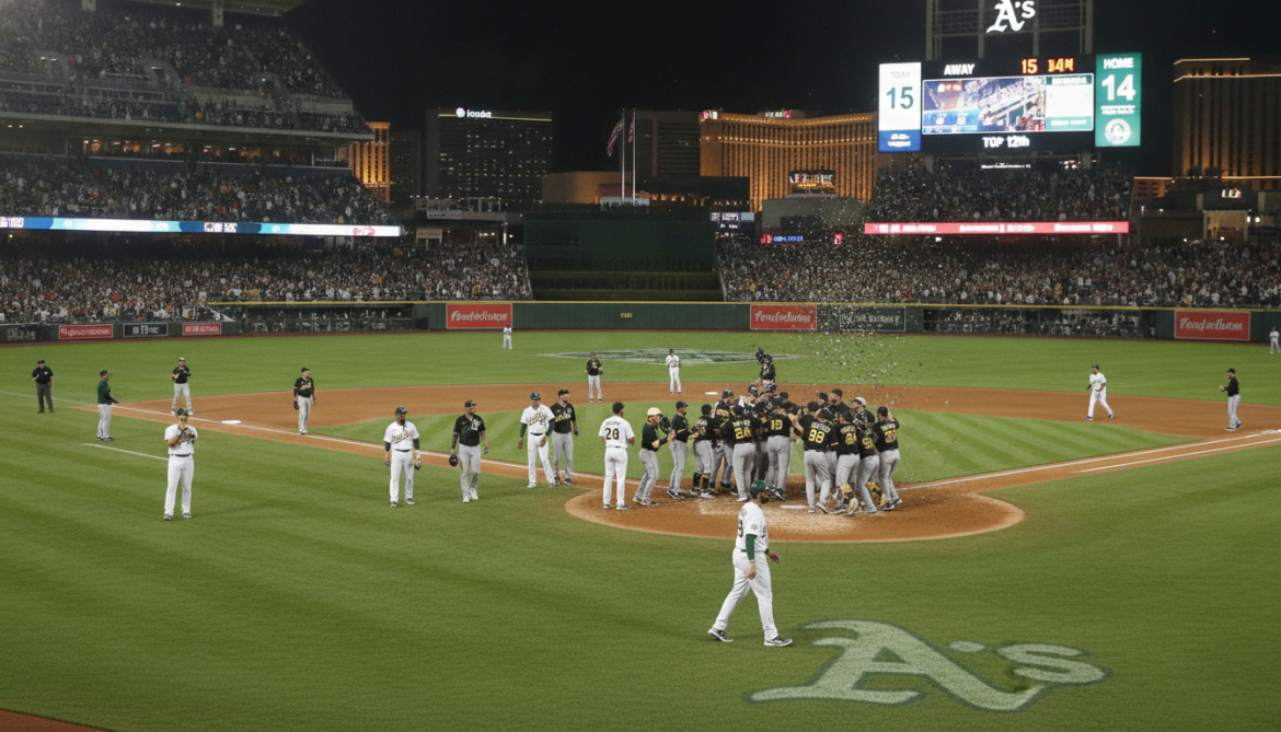 Athletics fall 15-14 in 12-inning Las Vegas debut classic