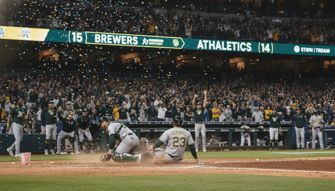 Brewers defeat Athletics 15-14 in wild high-scoring MLB slugfest