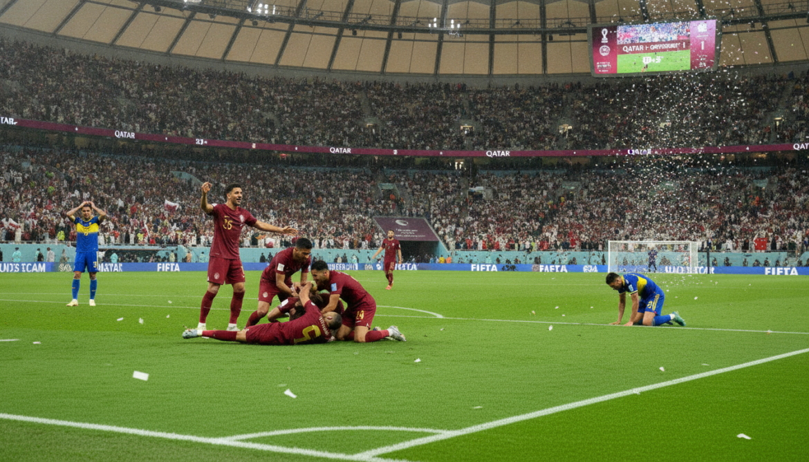 Qatar earns first FIFA World Cup point after stoppage-time own goal