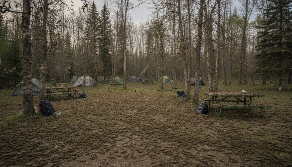 Forest Tent Caterpillars Overrun Pigeon Lake Provincial Park Campground During Cyclical Boom