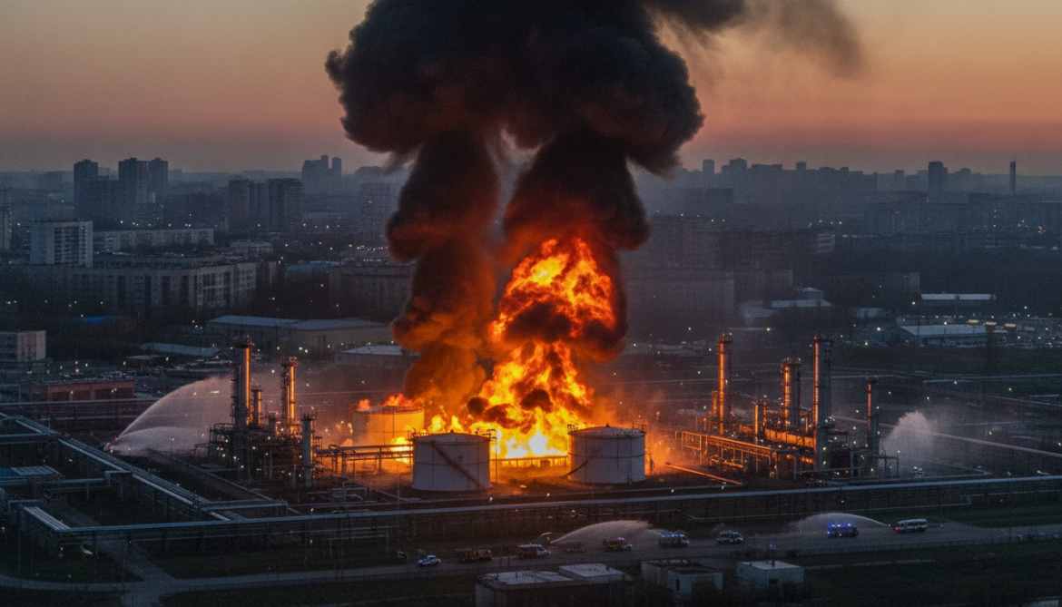 Moscow oil refinery struck by Ukrainian drones, footage shows massive blaze