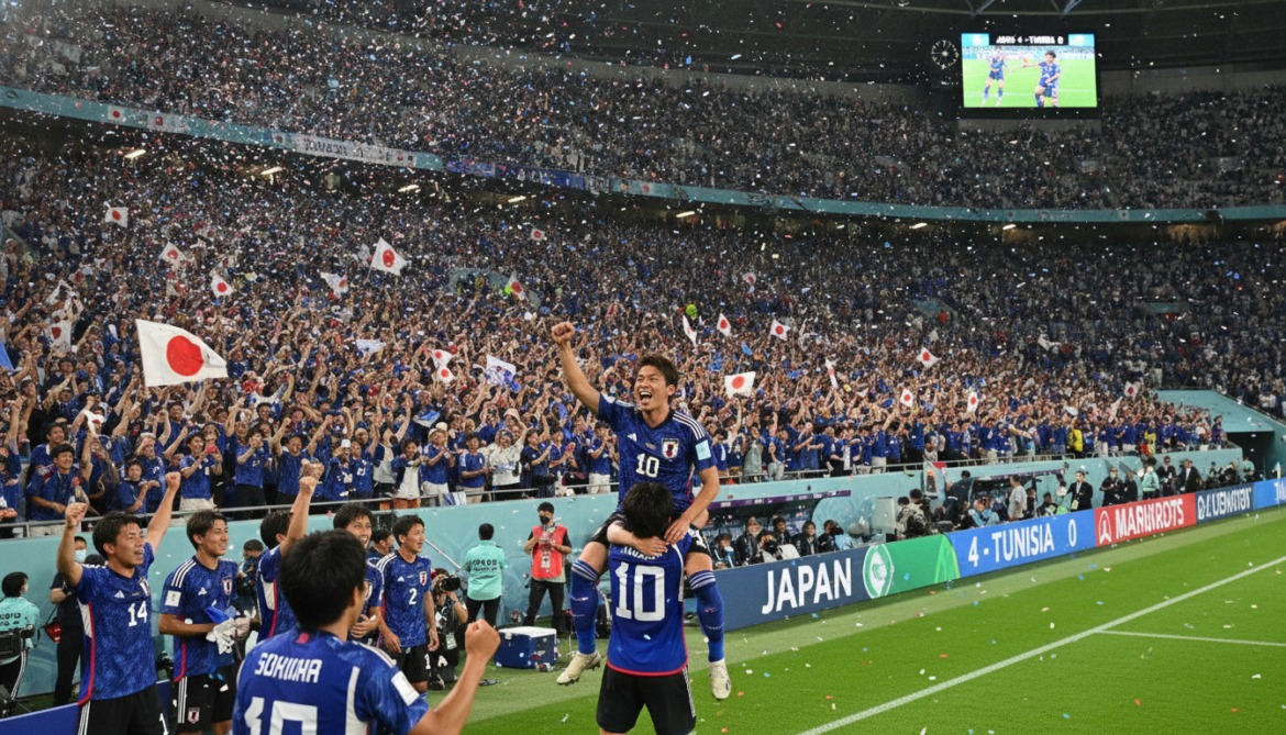Japan routs Tunisia 4-0 and moves closer to World Cup knockouts