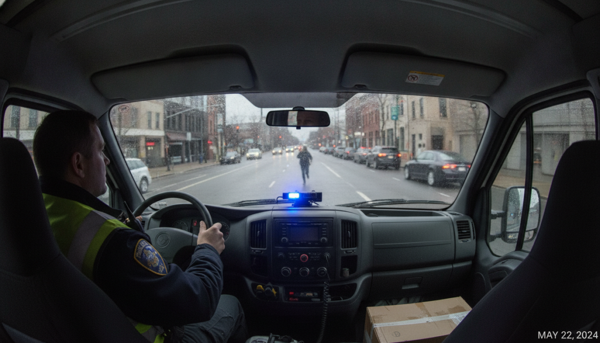 Kent Police bodycam captures van driver giving officer a lift to catch suspect