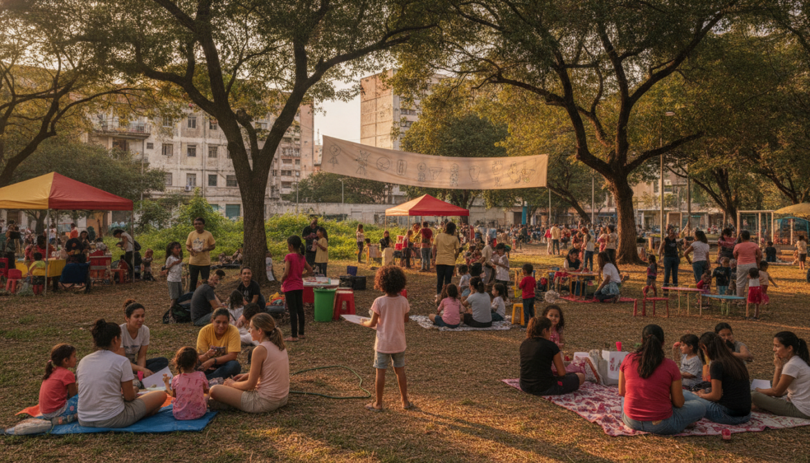Volunteer-run Caracas park transforms into child activity hub for displaced families