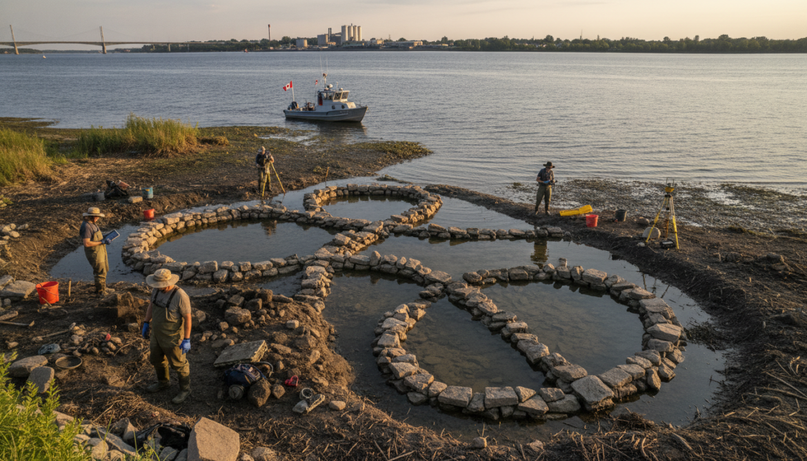 Archaeologists uncover 1,200-year-old stone fish trap in Saint Lawrence River near Contrecoeur