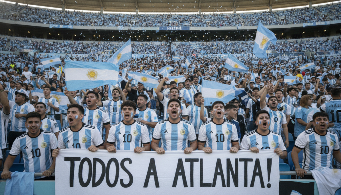 Argentina fans celebrate at halftime, urge support to reach Atlanta