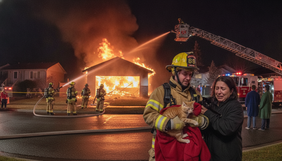 Calgary Firefighters Contain Garage Blaze in Cornerstone and Rescue Two Cats
