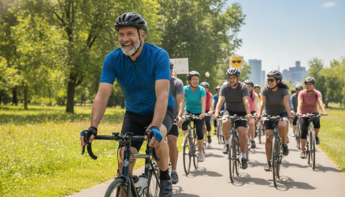 Cancer survivor Panych pedals and smiles, credits perseverance, community and humour