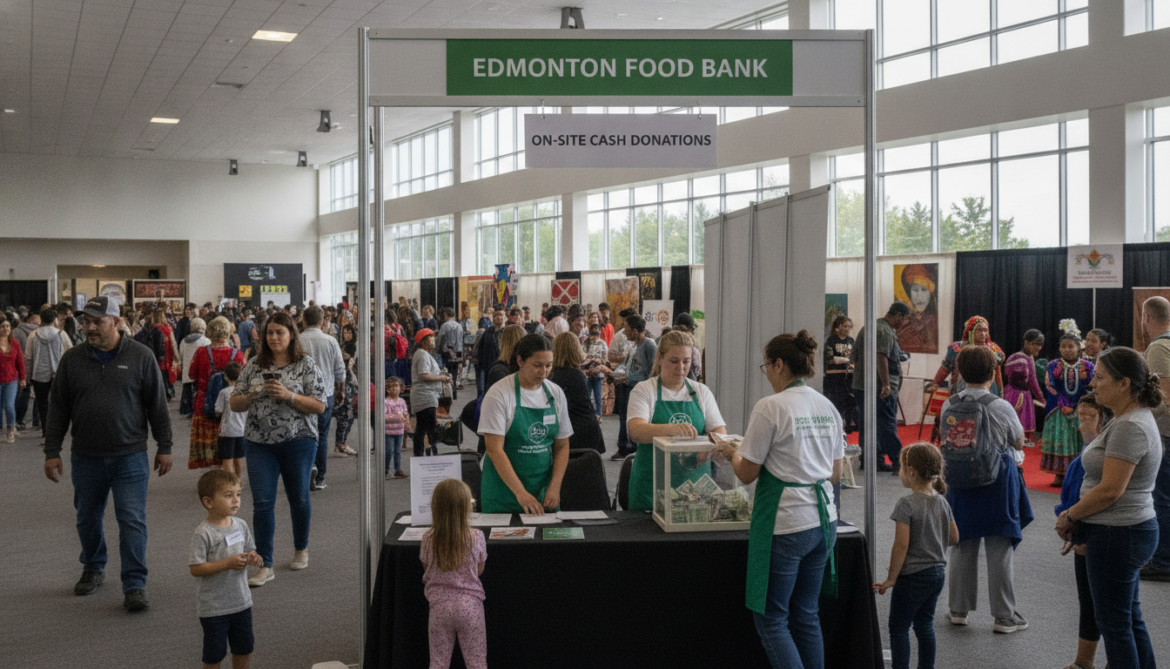 Edmonton Food Bank returns to cultural exhibition, announces on-site cash donations
