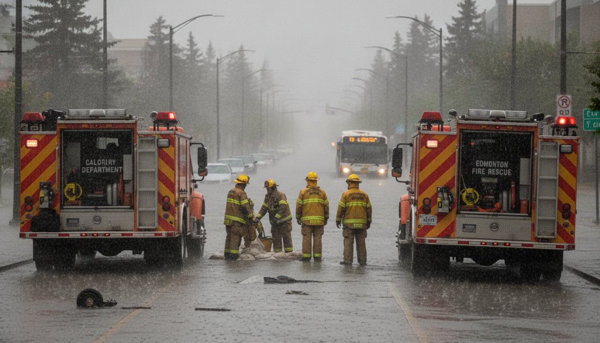 Edmonton shatters June rainfall record as Calgary crews arrive to help
