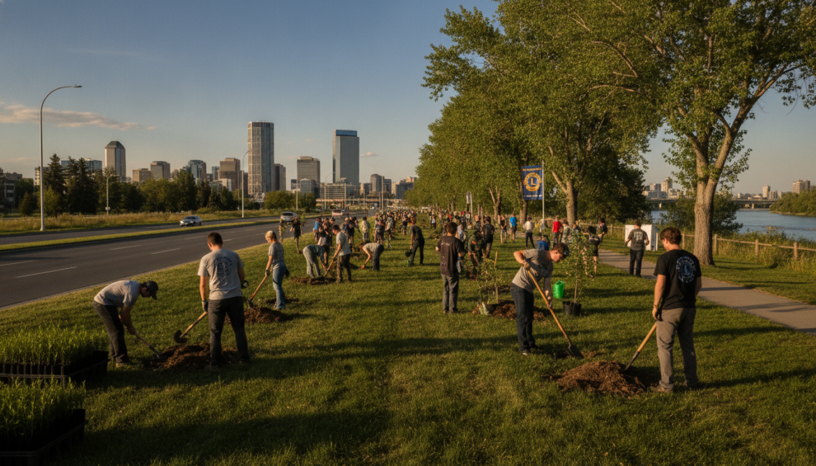Lions Club Youth Exchange plants 310 trees along Calgary Memorial Drive