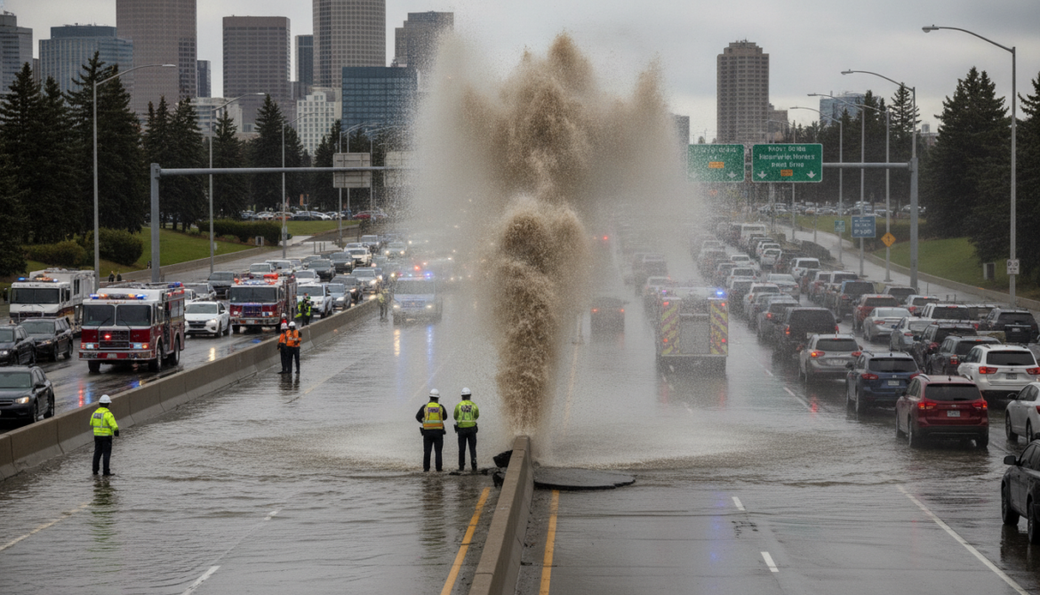 Macleod Trail water main break closes southbound lanes in Calgary