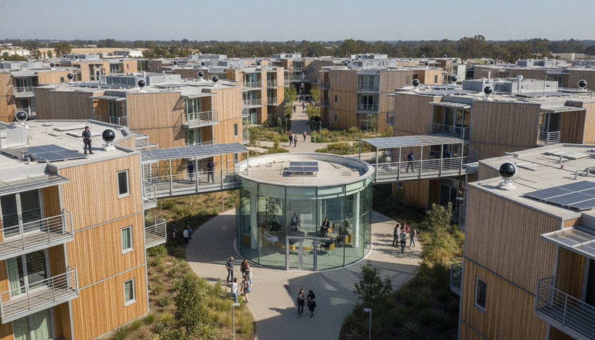 Modular campus features 360-degree surveillance, supervised walkways and counselling