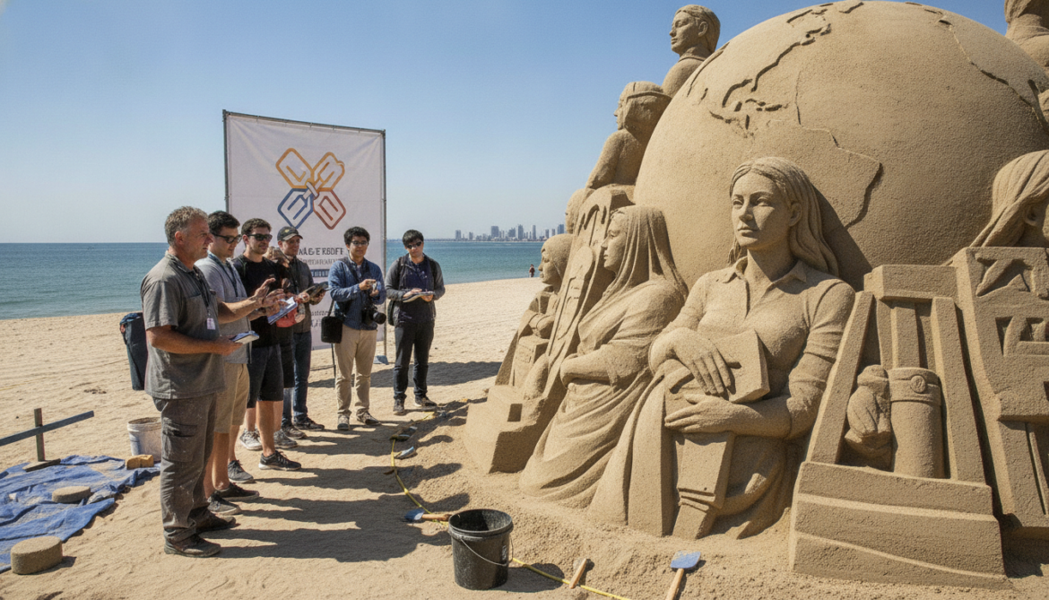 Sand sculptor Croft says small global community hires artists by specialty