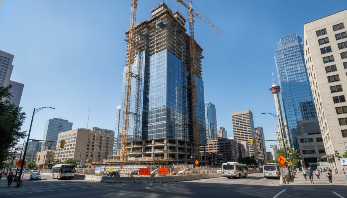 Scotia Place construction advances as Calgary prepares for summer road closures