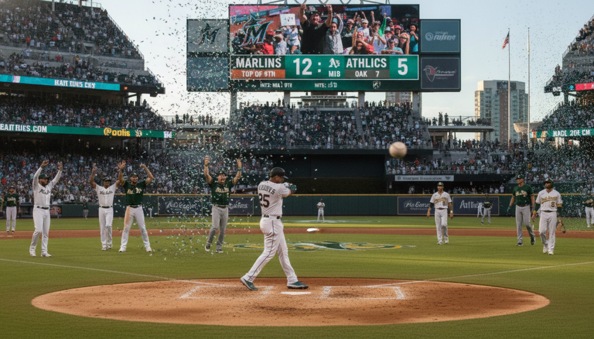 Marlins rout Oakland Athletics 12-5 in offensive explosion
