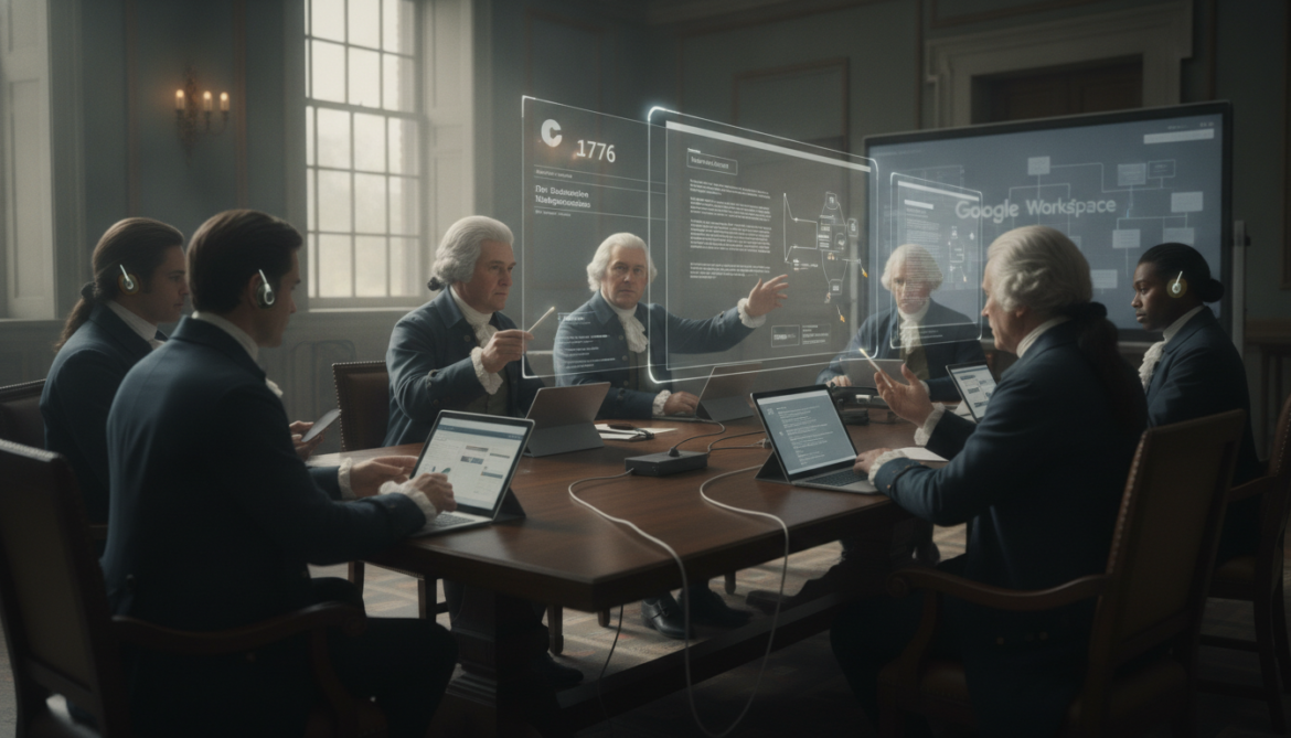 Google ad reimagines 1776 as a Google Workspace group project with AI