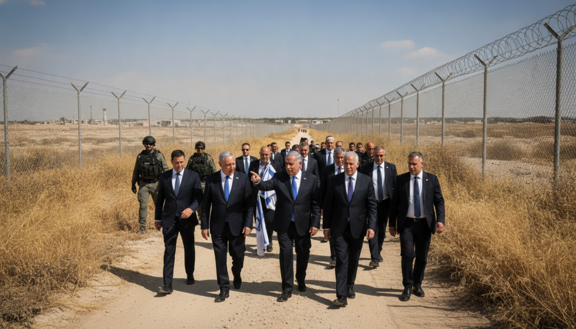 Israeli cabinet ministers march to Gaza border to demand rebuilding of settlements