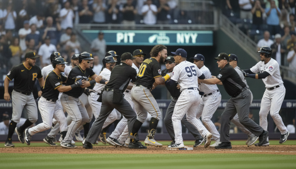 Pirates' Santana exchanges words with Yankees' Caballero, benches clear