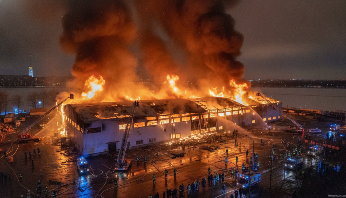 Wildberries warehouse in St Petersburg engulfed by fire after Ukrainian drone strike
