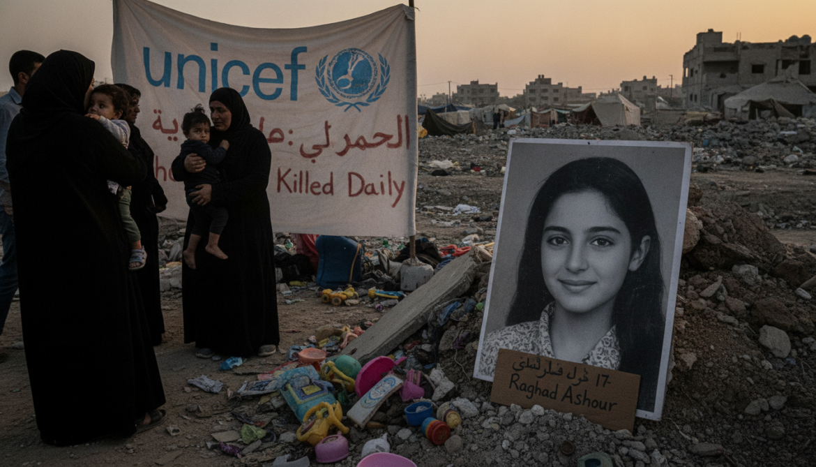 UNICEF reports Israeli forces kill one Gaza child daily; 17-year-old Raghad Ashour among victims
